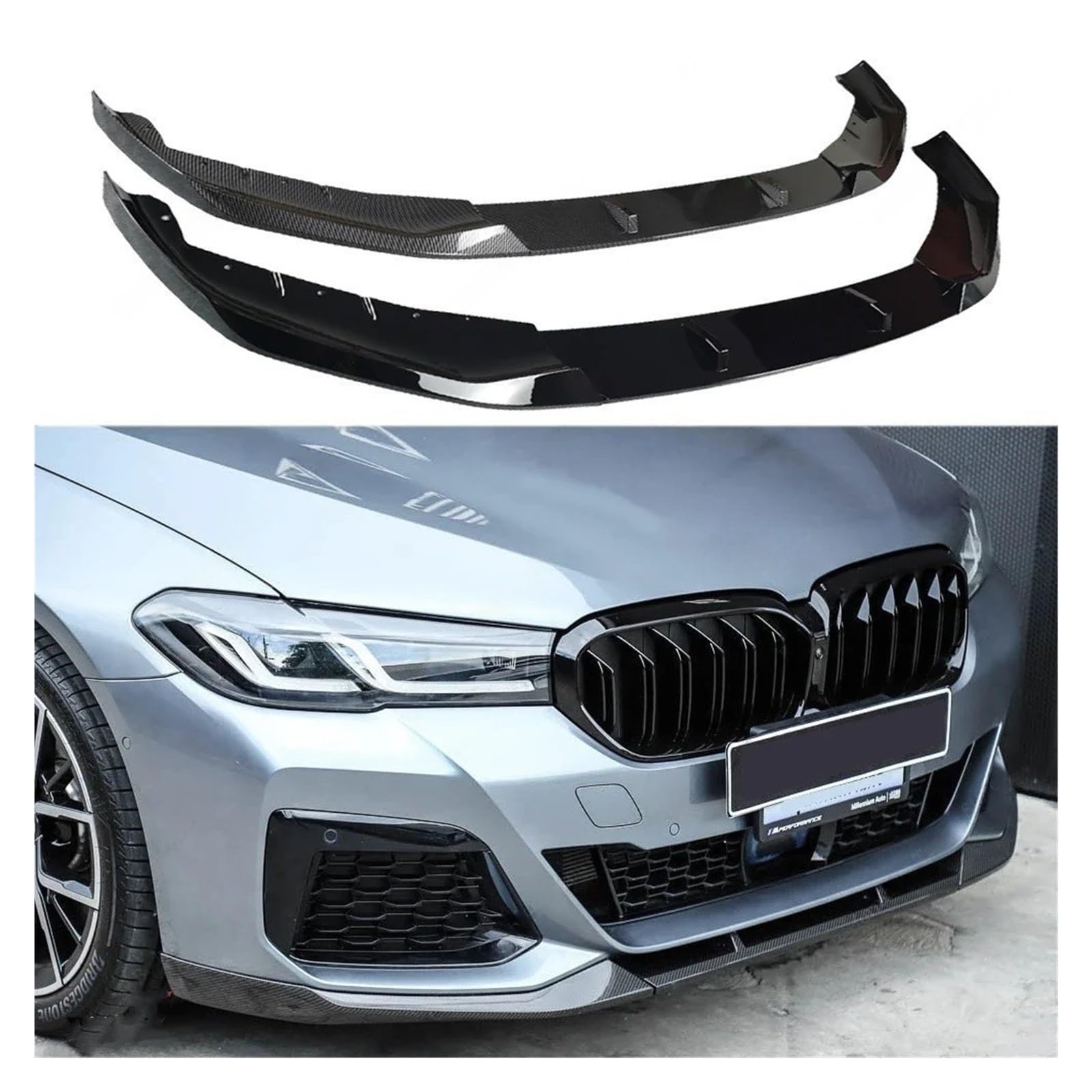 Alerón Parachoques Delantero Coche Difusor Divisor de alerón Parachoques Delantero para 5 Series 520i 520d 530i 530d M550i 2021-2023 G30 G31 Lci para Estilo para -Performance