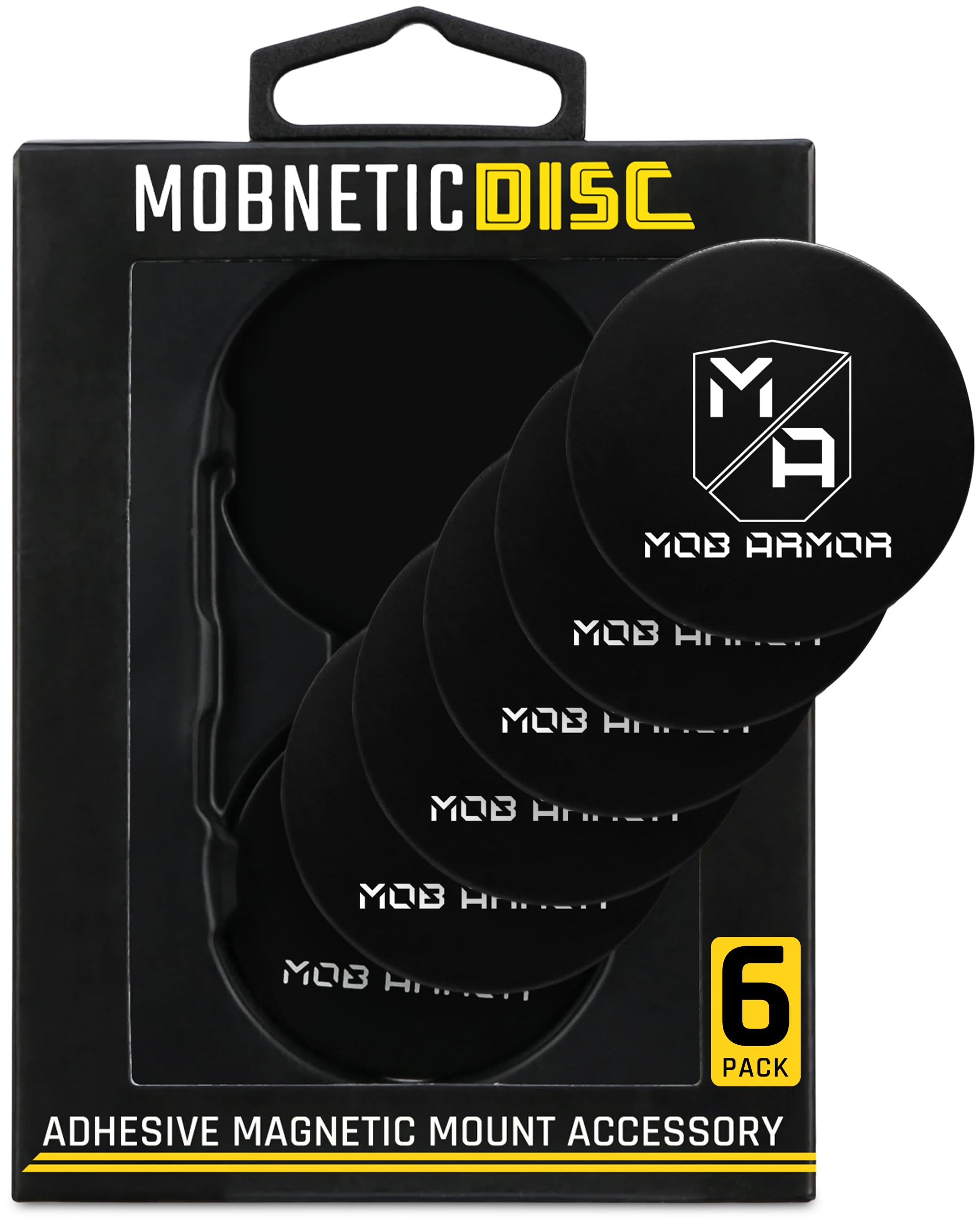 Mob Armor Magnetic Phone Mount Plates - Strong Adhesive Steel Discs for MobNetic Maxx & Mob Magnetic Car Mounts, Compatible with Phone Magnet Plates, Vehicle Accessory - Black (6 Pack)