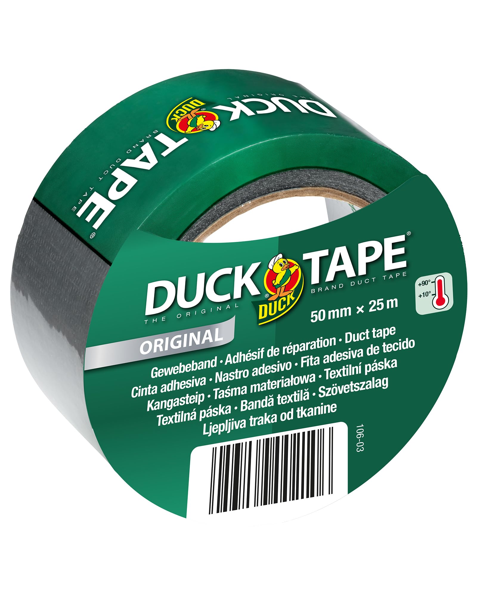 Duck Tape Original Gewebeband Silber 50 mm x 25 m - Panzerband Extra Stark Innen & Außen - Wetterbeständig & Wasserdicht - Reparieren & Fixieren