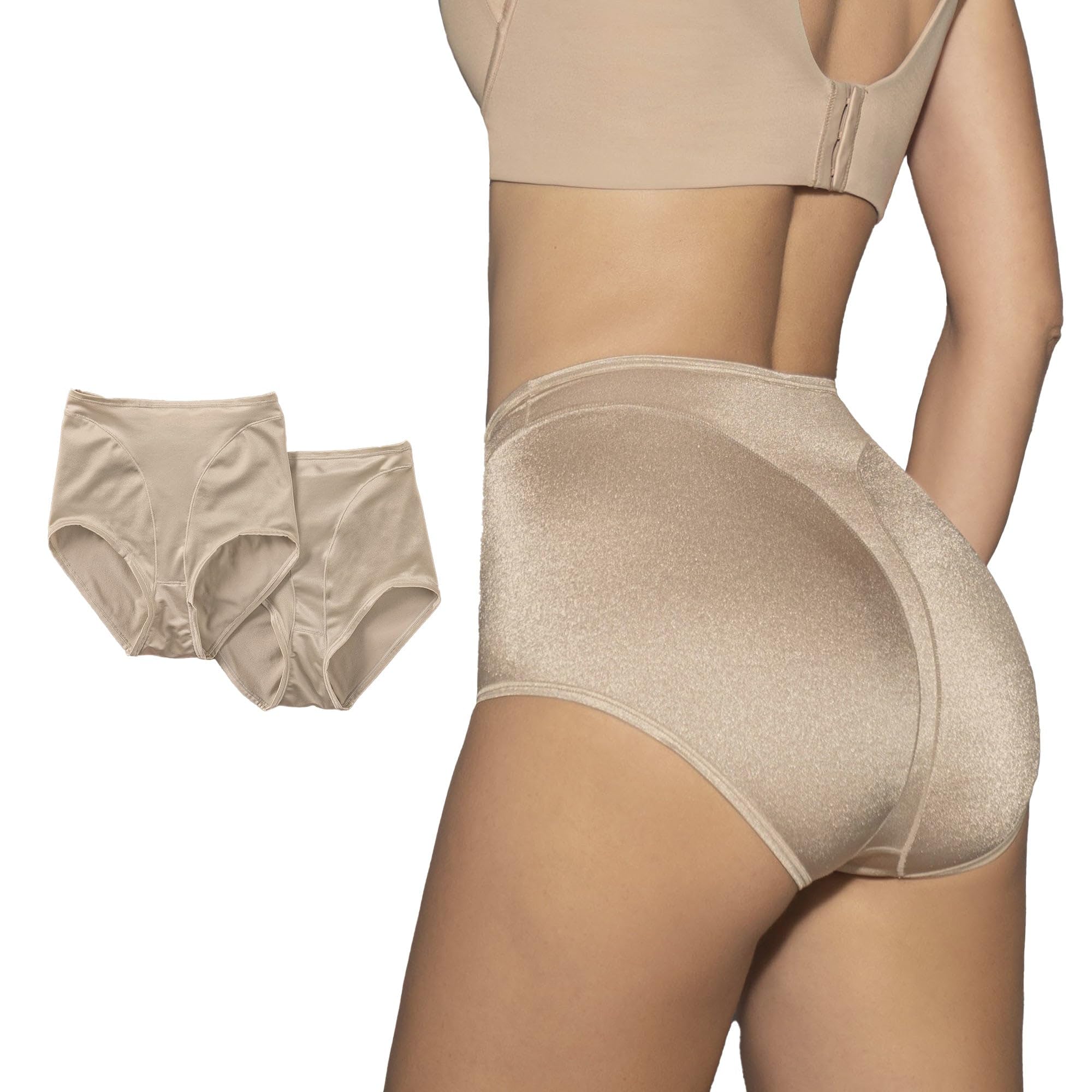 Leonisa High Waisted Tummy Control Knickers for Women, Seamless Shapewear Underwear with Butt Lifting Effect, Invisible Control Panties Single or 2 Pack