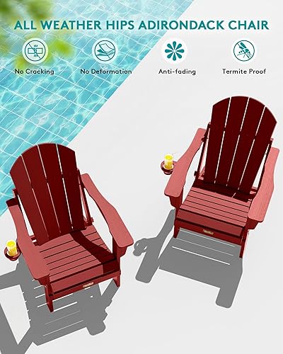 Miniatura 202 de SERWALL - Silla plegable Adirondack para patio, jardín, exterior, resistente a la intemperie, sillas para hoguera, color naranja