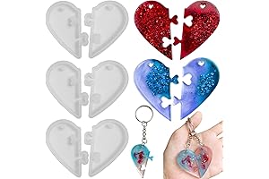 Szecl Self Defense Keychain Molds for Resin - 3Pcs Heart Puzzle Silicone...