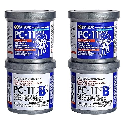 PC Products PC-11 Pasta adhesiva epoxi, grado marino de dos partes, 1 libra en dos latas, blanco roto 62118, paquete de 2 PC Products PC-11 Pasta adhesiva epoxi, grado marino de dos partes, 1 libra en dos latas, blanco roto 62118, paquete de 2