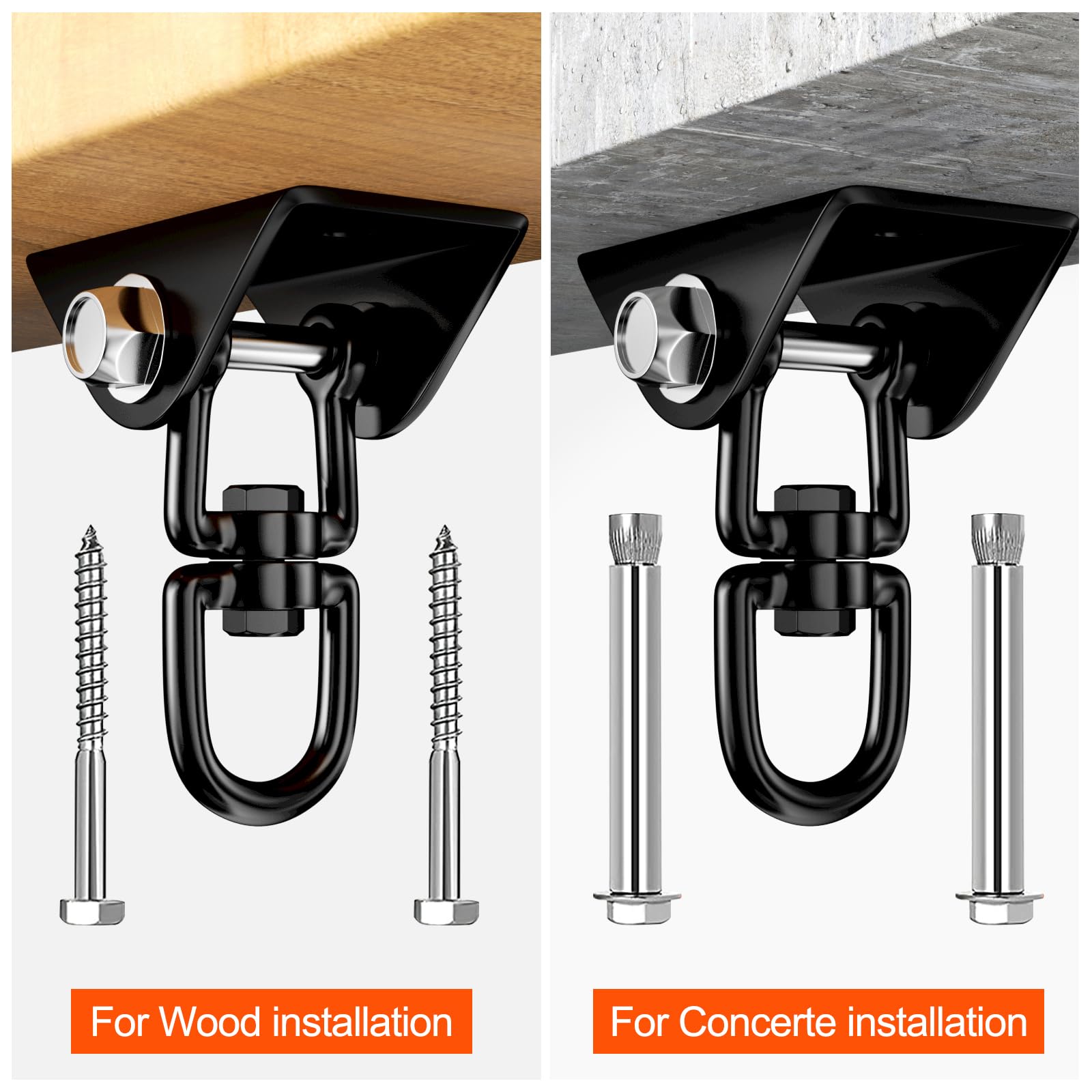Newaner Gancio soffitto in Acciaio Inossidabile 450 kg capacità Portante 360° Rotazione, Ganci Altalena Cuscinetto con Fissaggio a Vite per Sedia Sospesa, Altalena, Yoga, Sacco da Boxe, Amaca