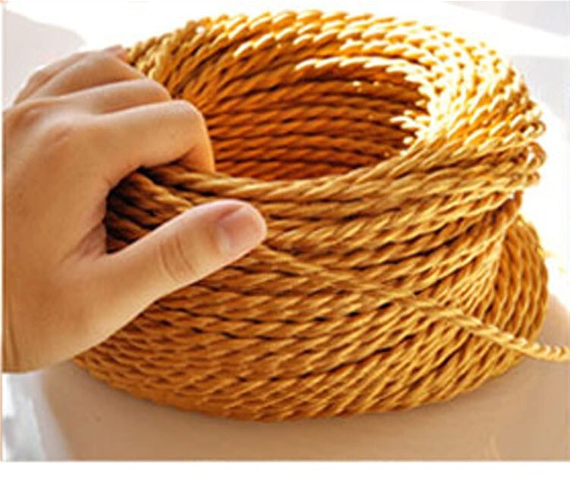 Silikonkabel, Elektrokabel Vintage Seil Twisted Elektrische Draht Hanf Seil gewebt Textildraht Twisted Kabel geflochtene Retro Pendelleuchte Schnur 2 * 0,75 mm(50m)