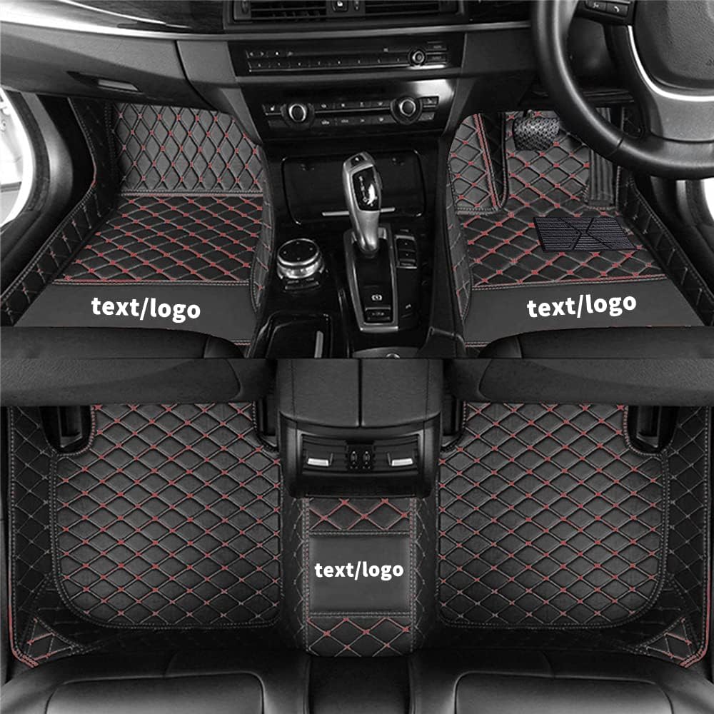 Cobear Alfombrillas de Coche a Medida para el 98% de los Modelos de Coche Alfombrillas Protectoras de imitación de Cuero Antideslizantes y aptas para Cualquier Clima Negro y Rojo