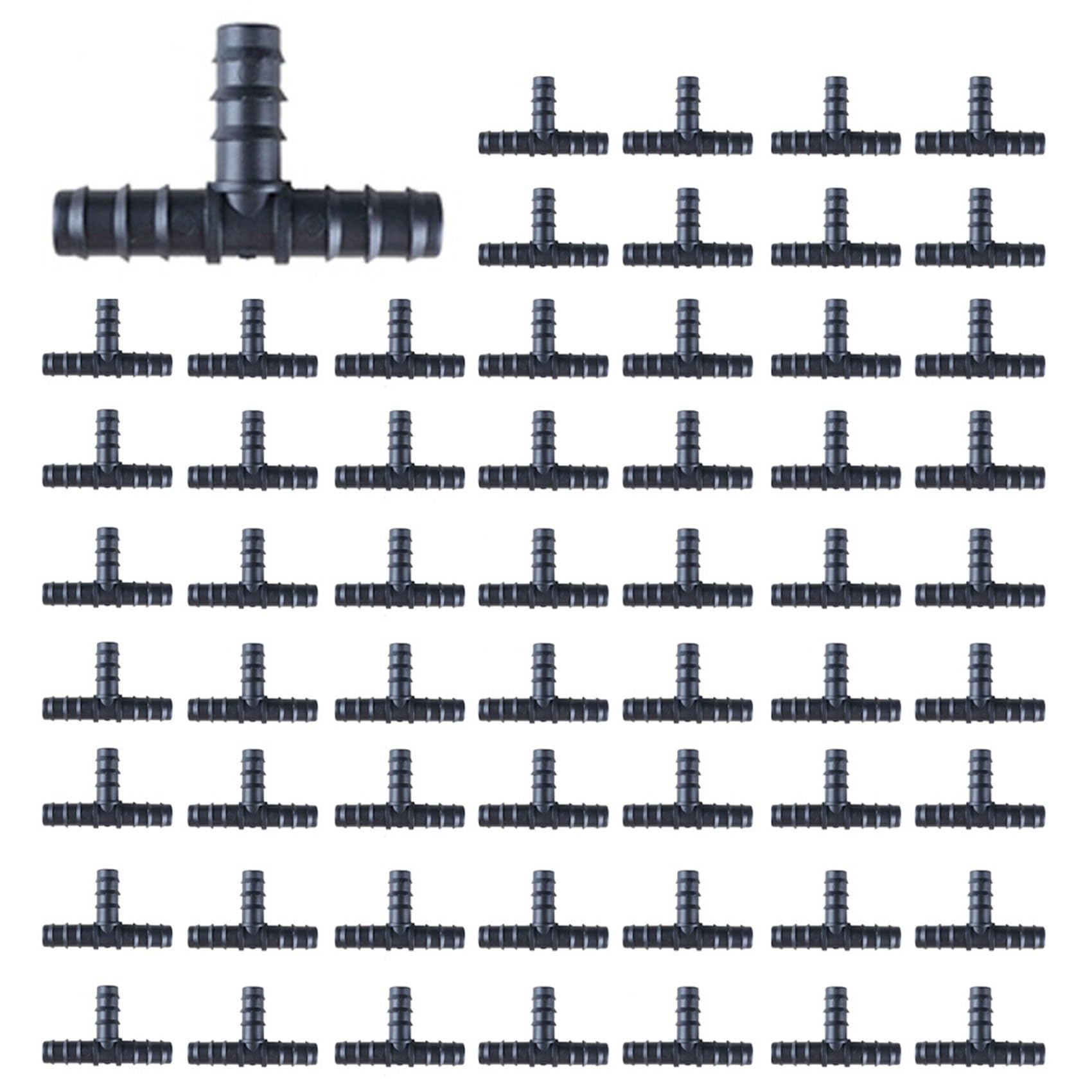 Jnchdghwa 200PCS Drip Irrigation Connectors 16mm Barbed Connector Tee Couplings Irrigation Connectors for Drip Tubing WaterTubing