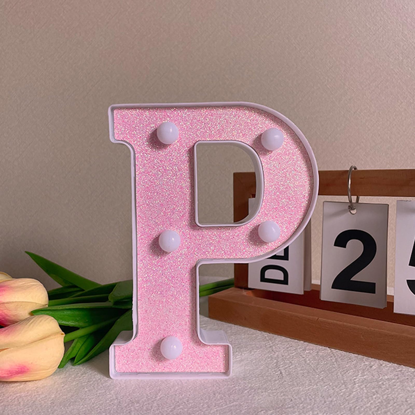 LED Light Up Letter P - 6.3inch Pink Letter Light for Birthday & Party โ image 1