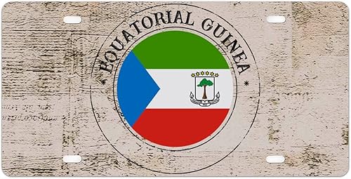 Placa de matrícula de metal con bandera de Guinea Ecuatorial, bandera nacional de Guinea Ecuatorial, letrero decorativo de placa de matrícula de 6 x