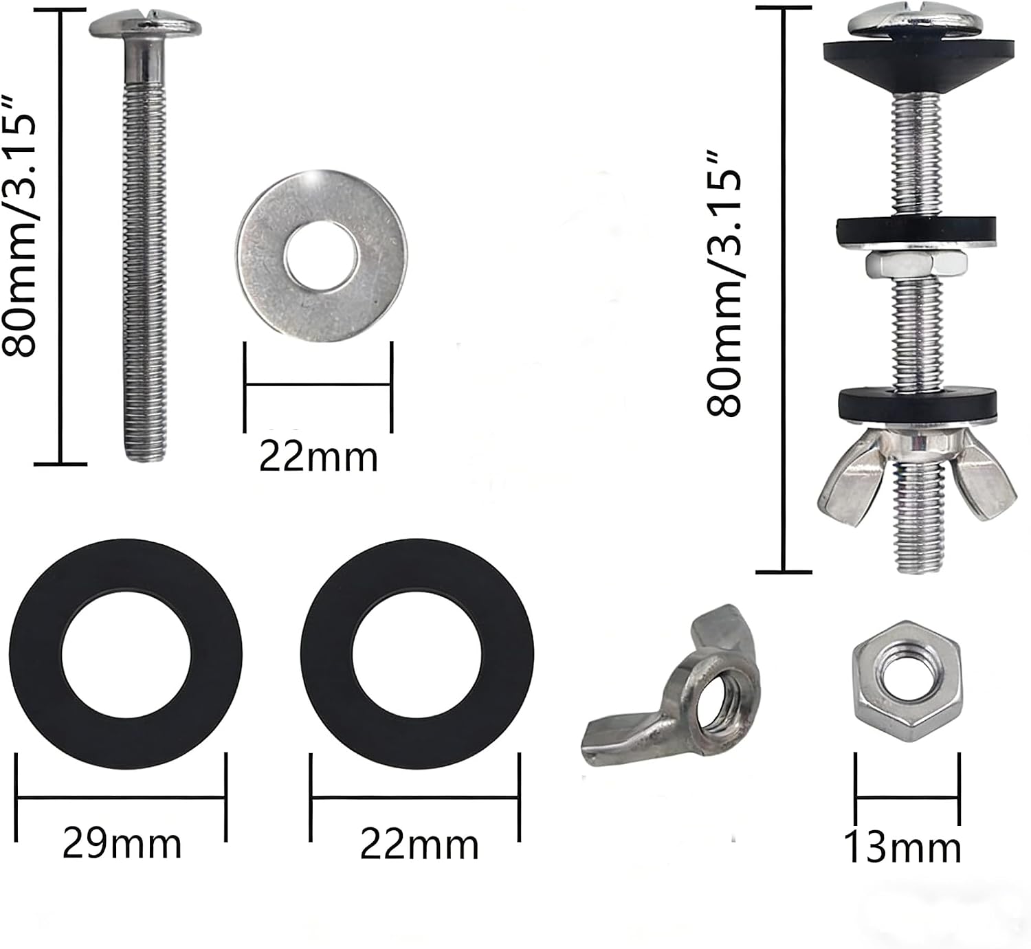 Universal Toilet Tank to Bowl Repair Kit Compatible with Most Toilets Featuring 2-Inch and 3-Inch toilet tank seal Flush Valve Openings – Leak-Proof, Easy Installation