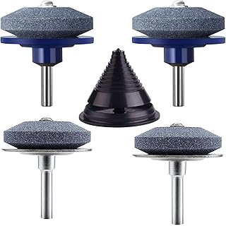 IRmm 4 Packs Lawnmower Blade Sharpener for Drill with Blade Balancer, Lawnmower Blade Sharpener for Any Power Hand Drill
