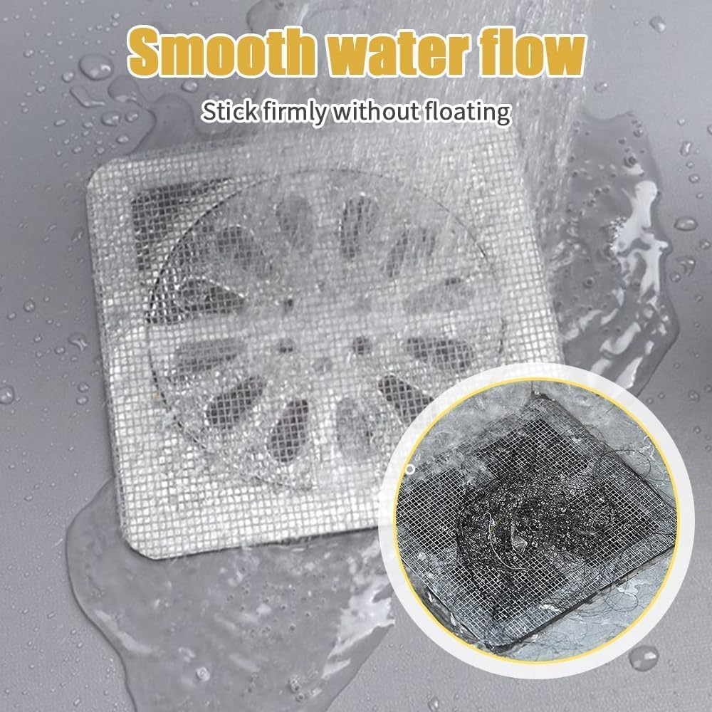 Disposable Hair Drain Stickers,Hair Catcher Bathroom Shower Drain Protector,Disposable Shower Drain Cover Mesh Cover Floor Drain Sticker for Kitchen Bathroom Tub. (10Pcs) - 5