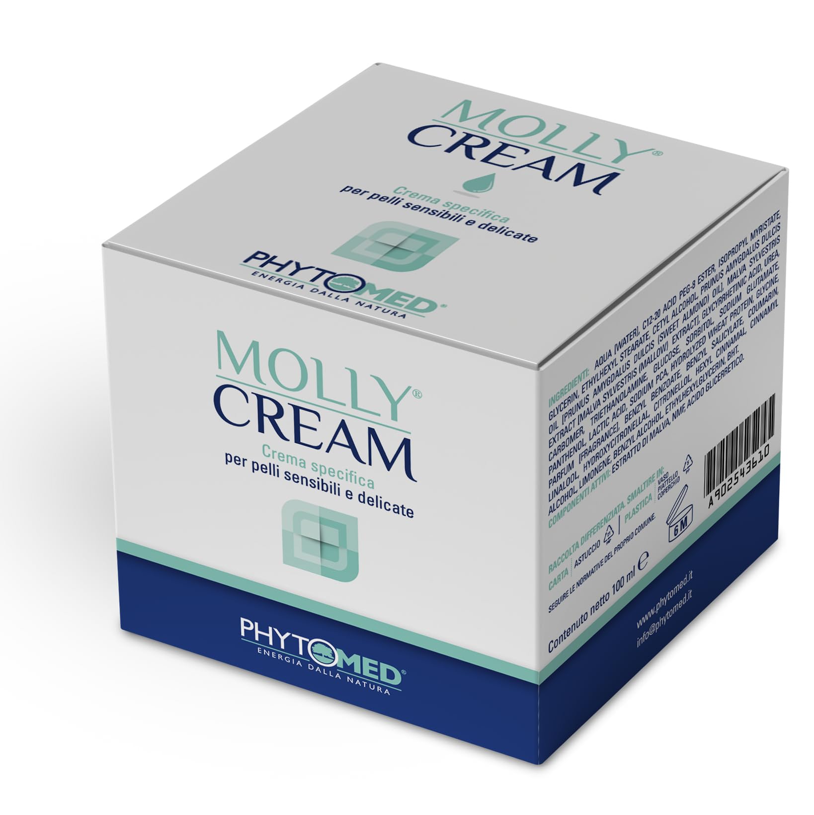 Molly Cream, Crema Idratante per Pelli Sensibili, con Acido Glicirretico, NMF e Malva, per Dermatite e Pelle Disidratata