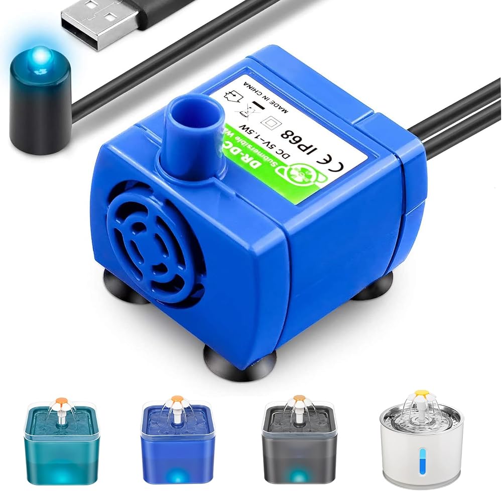 Pompe de Rechange pour Chat Fontaine à Eau Pompe pour Chat en Acier Inoxydable Ultra silencieuse avec LED USB (Pompe-B)