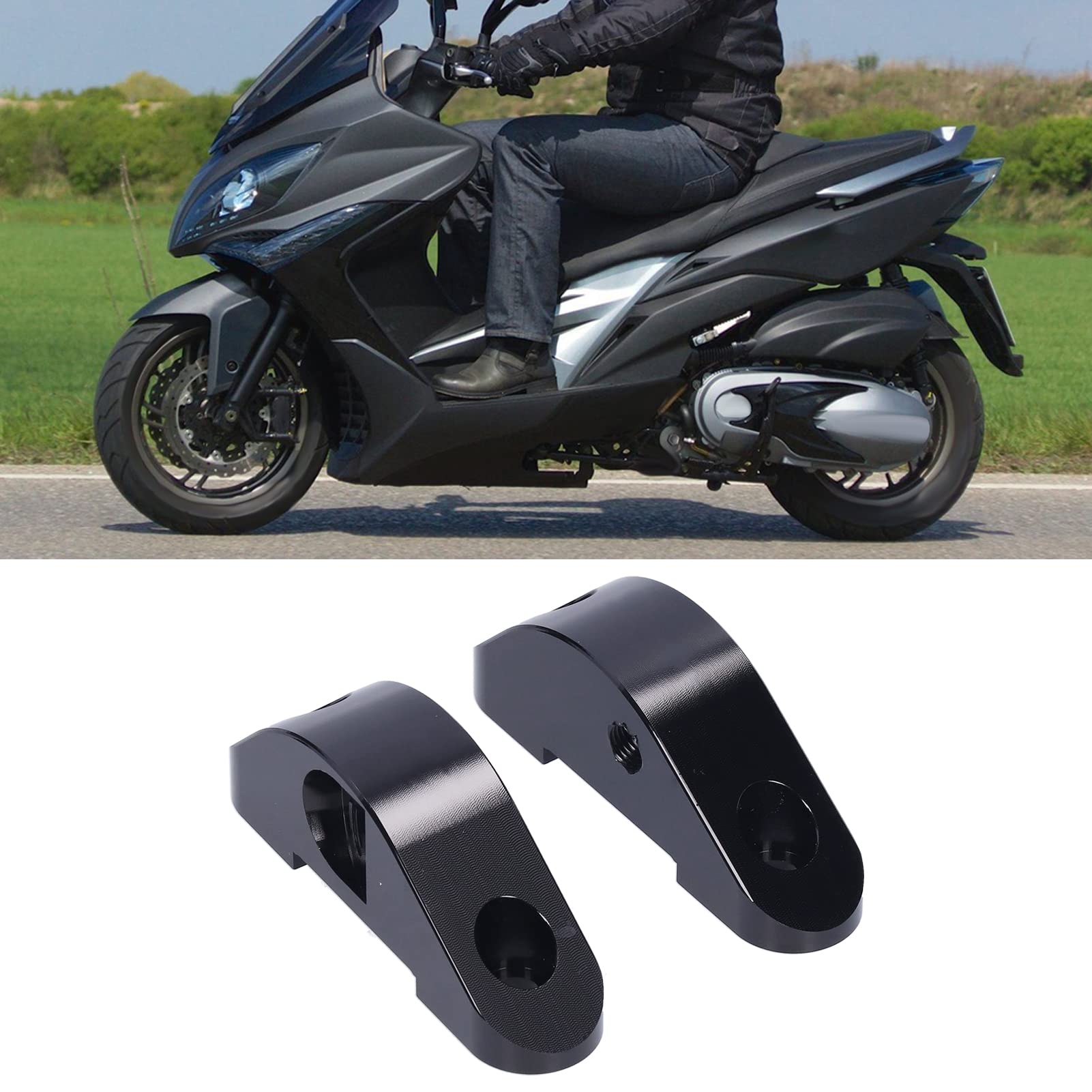 Kit Adattatore per Estensione Specchio Aramox Adatto per DOWNTOWN 300I, Kit Adattatore per Specchietto Retrovisore Nero in Lega di Alluminio Lavorato a CNC