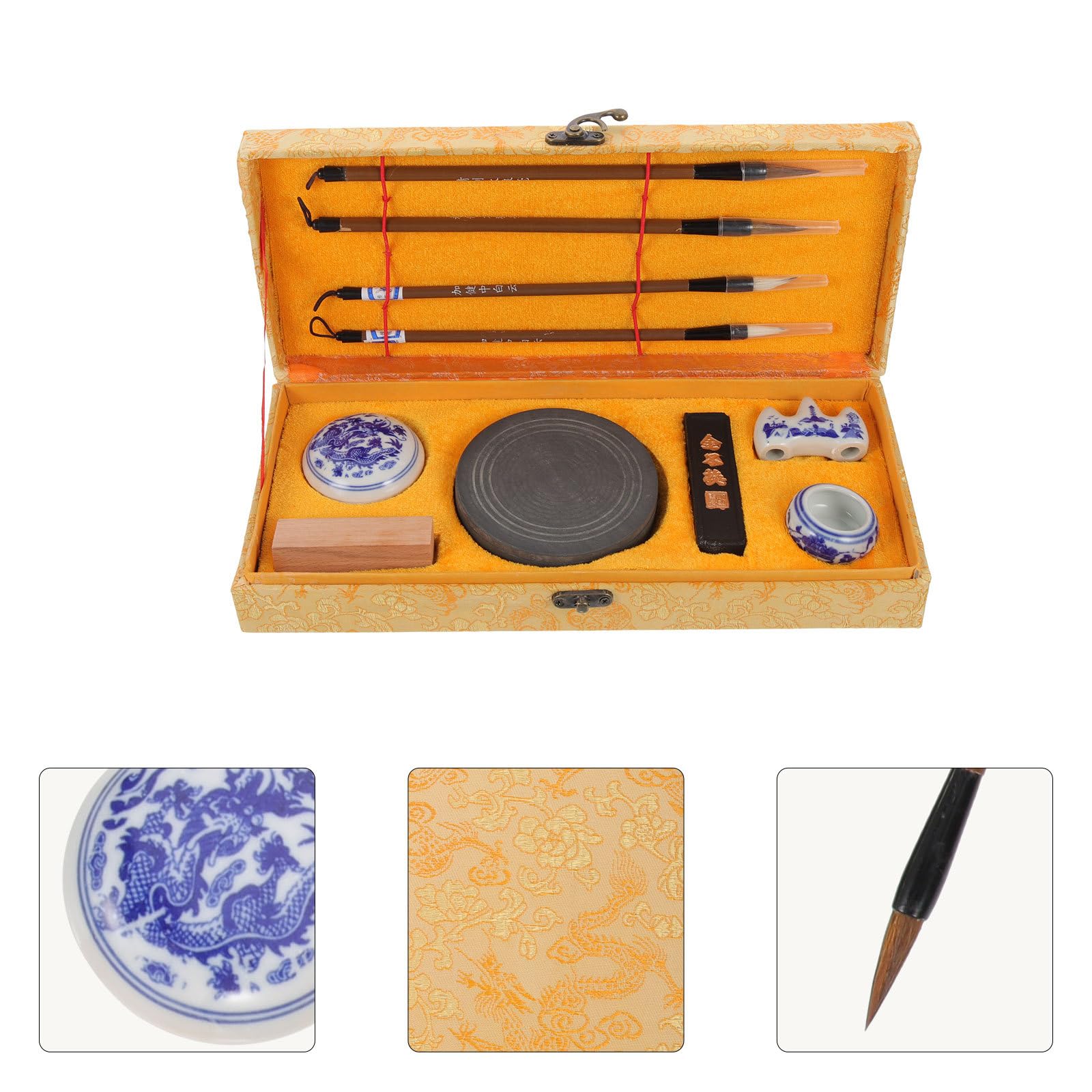 Kalligraphie mit Professionellem Schreibpinsel Robustem Tuschestein und Zeichenpapier Traditionelles Chinesisches Schreibwerkzeug für Künstler Schüler und Anfänger zum Üben und