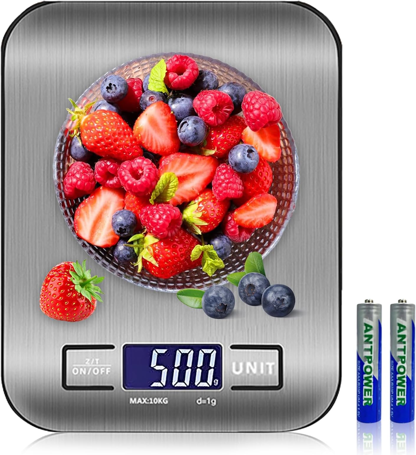 Kitchen Scales Digital,Ultra Slim Food Scale with Large LCD Display, Stainless Steel,11lb/10kg(Silver)