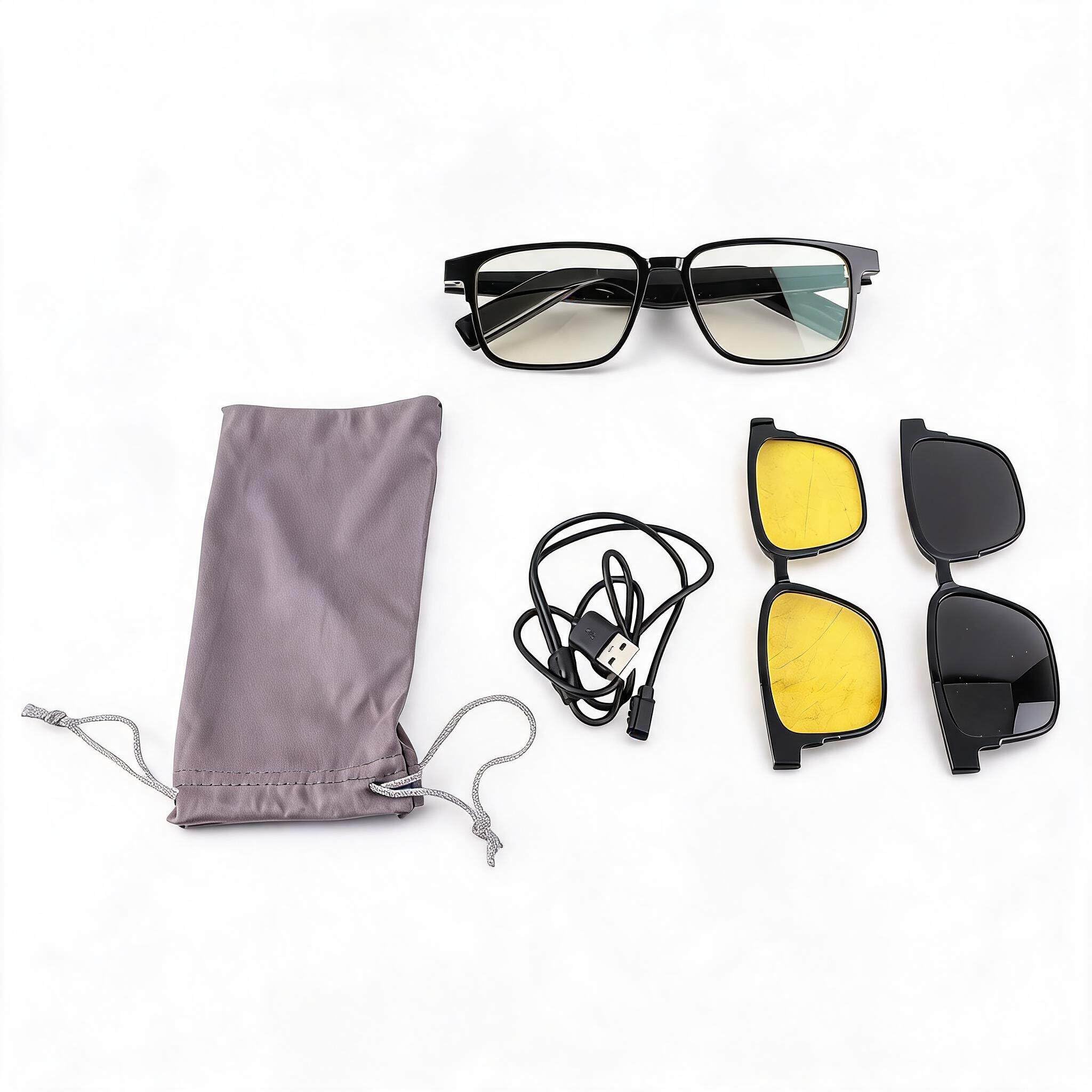 Smart Glasses, IP5 Waterproof Cordless Audio Glasses, with Dual Speaker, BT Sunglasses, Voice Control & Open Ear Music, Smart Glasses for Men Women (with Polarized Night Vision-image-22