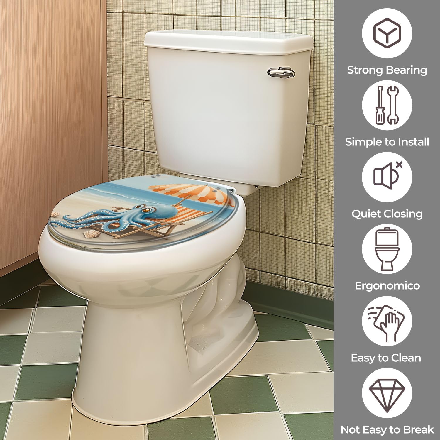 Sedile WC rotondo a sgancio rapido per bagno