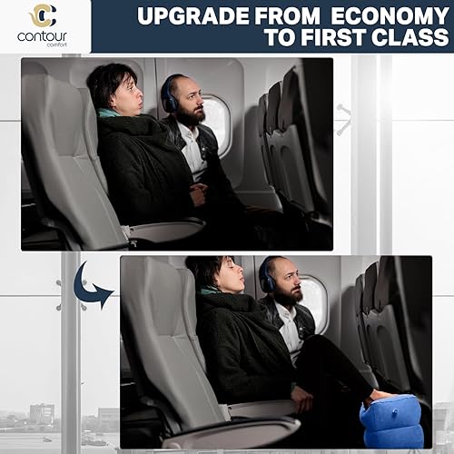 Miniatura 5 de Reposapiés inflable para avión con bomba de mano y bolsa de transporte, reposapiés de viaje | Extensor de silla de avión para niños, cama de avión