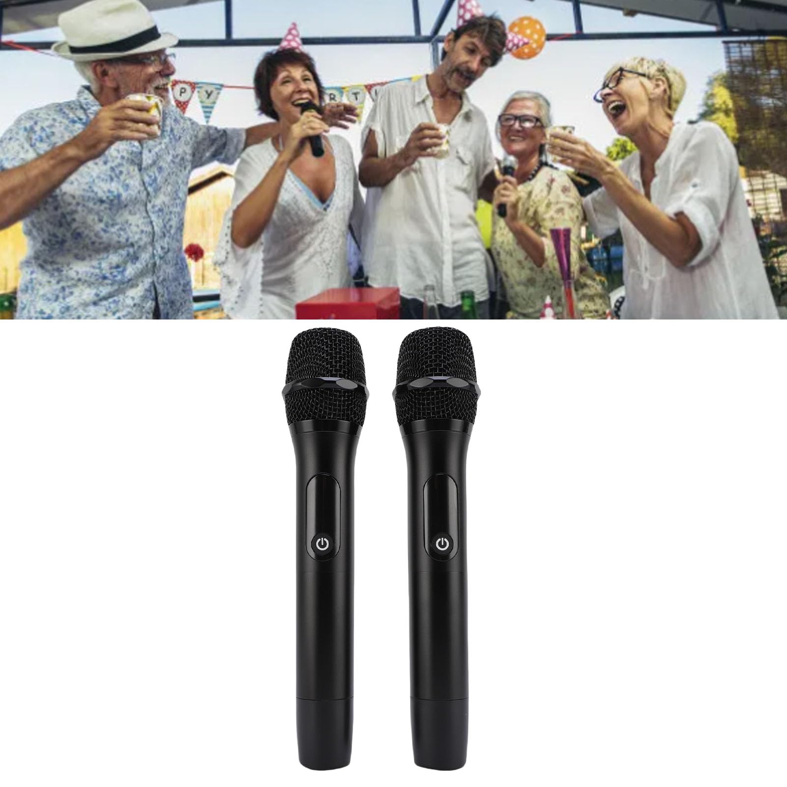 Bezprzewodowy Mikrofon Karaoke, Podwójny Metalowy Metalowy System Mikrofonu z Odbiornikiem do śpiewania