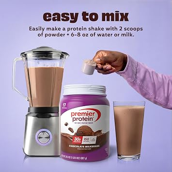 Premier Protein Powder, Chocolate Milkshake, 30g Protein, No Added Sugar, 100% Whey Protein, Keto Friendly, Soy & Gluten Free, 24.5 oz (17 Servings)