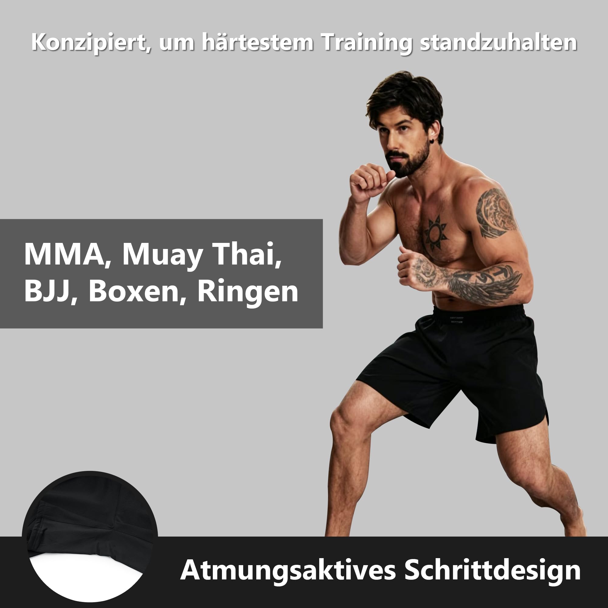 Idtswch MMA-Shorts für Herren – No-Gi-BJJ-Grappling-Shorts für Muay Thai, Boxen, Kickboxen, Kampf, Wrestling & Combat-Training