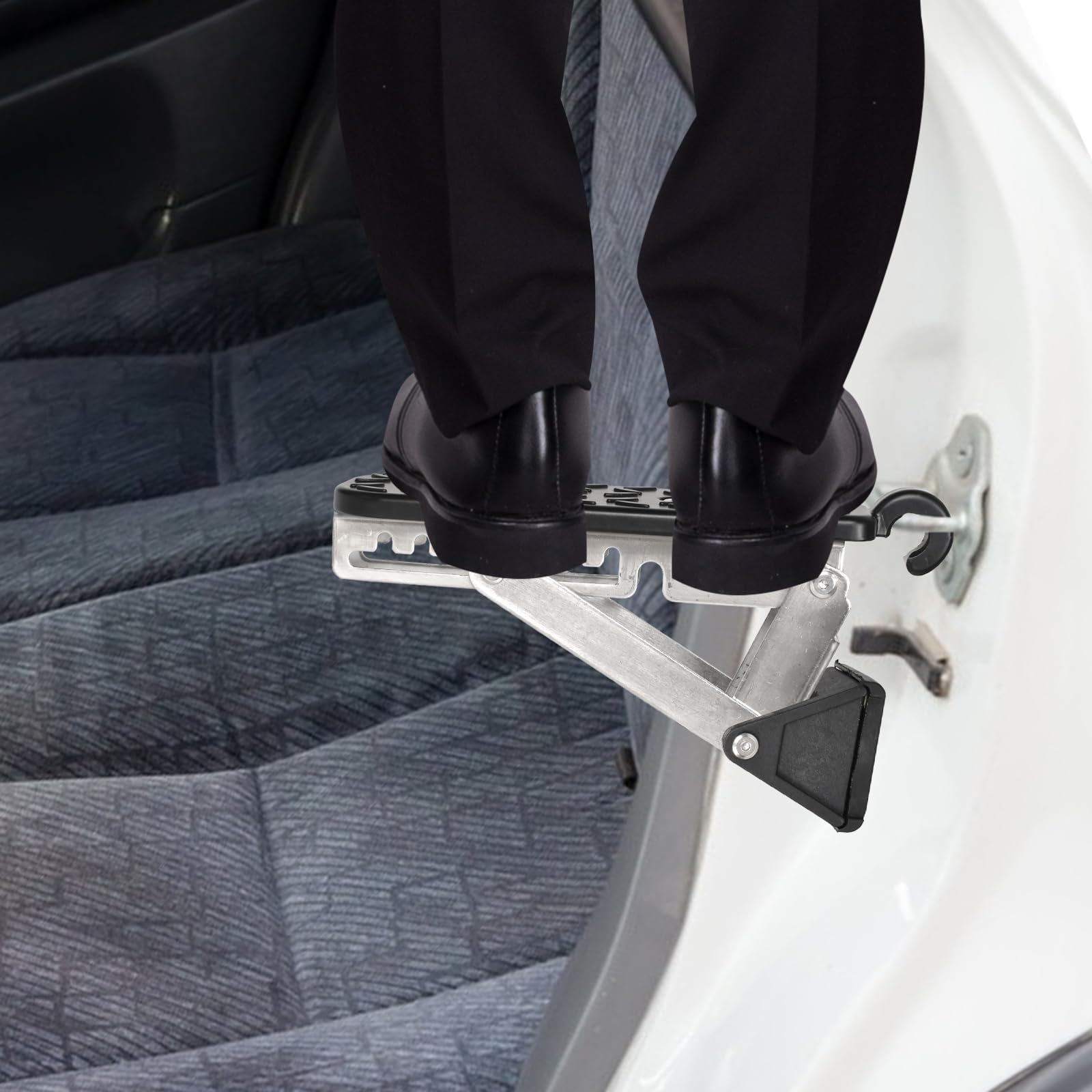 Gradino per Portiera Auto, Gradini per Camper, Pedana Pieghevole per Porta, Pedana per Auto in Lega di Alluminio con Cuscino a Buffer, Angolo Antiscivolo Regolabile, per Veicolo SUV RV Camion Jeep