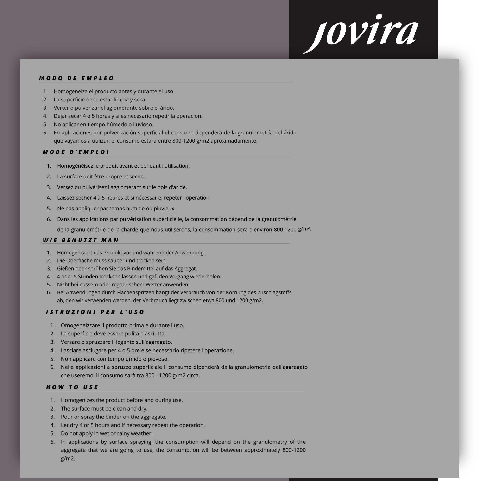 JOVIRA PINTURAS Legante di Ghiaia 5 Litri | resina per compattazione e Fissaggio di aggregati (5 Litri). B-07