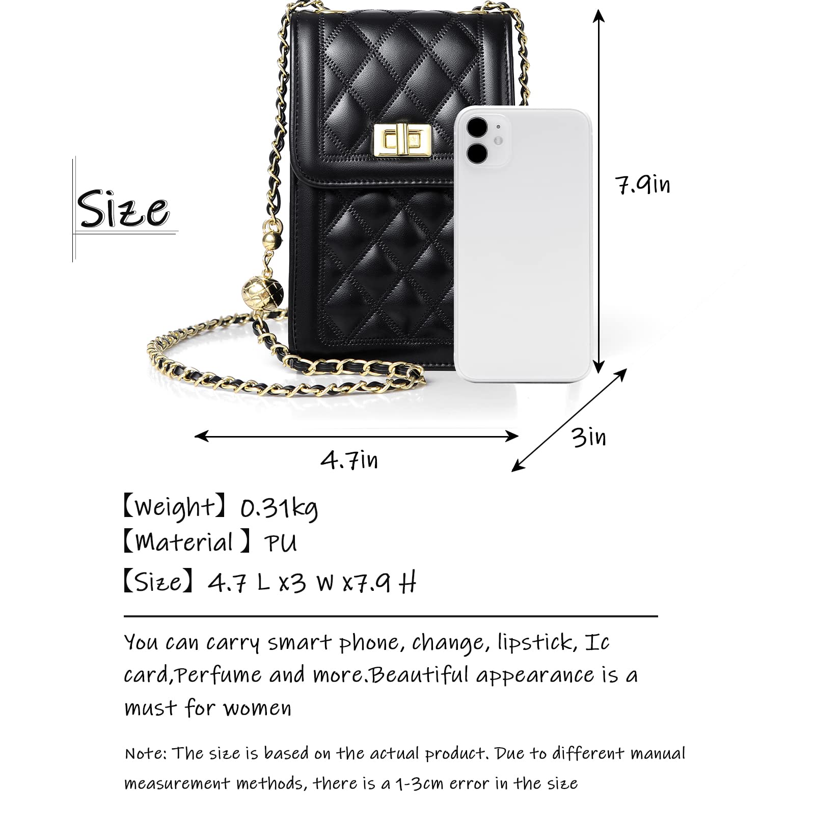 FSD.WG Borsa a tracolla per telefono cellulare da donna con borsa a tracolla mini borsa a tracolla,Large