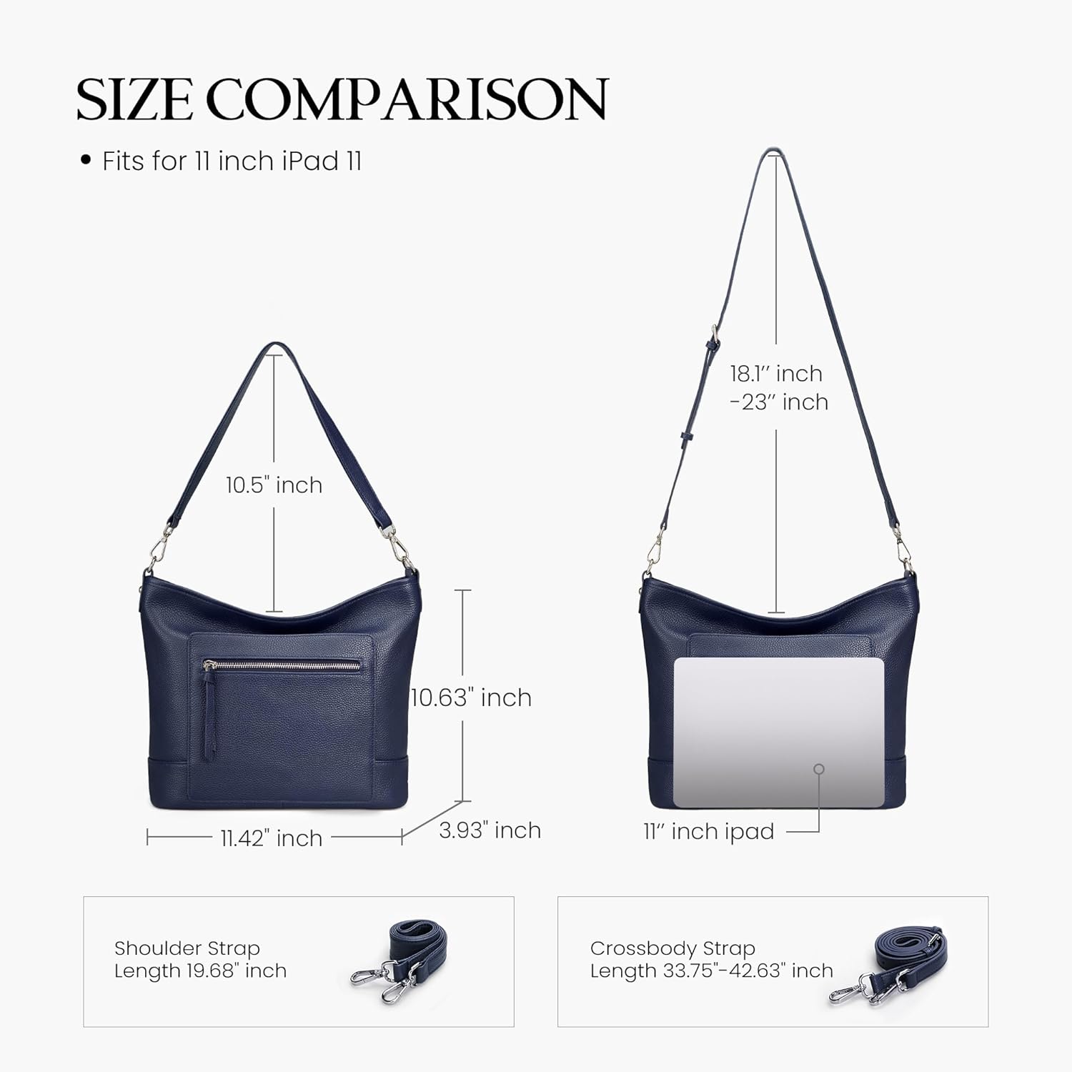 befen Soft Genuine Leather Hobo Bags for Women, Large Multi-Pocket Shoulder Crossbody Handbags with Zipper Closure - Image 3