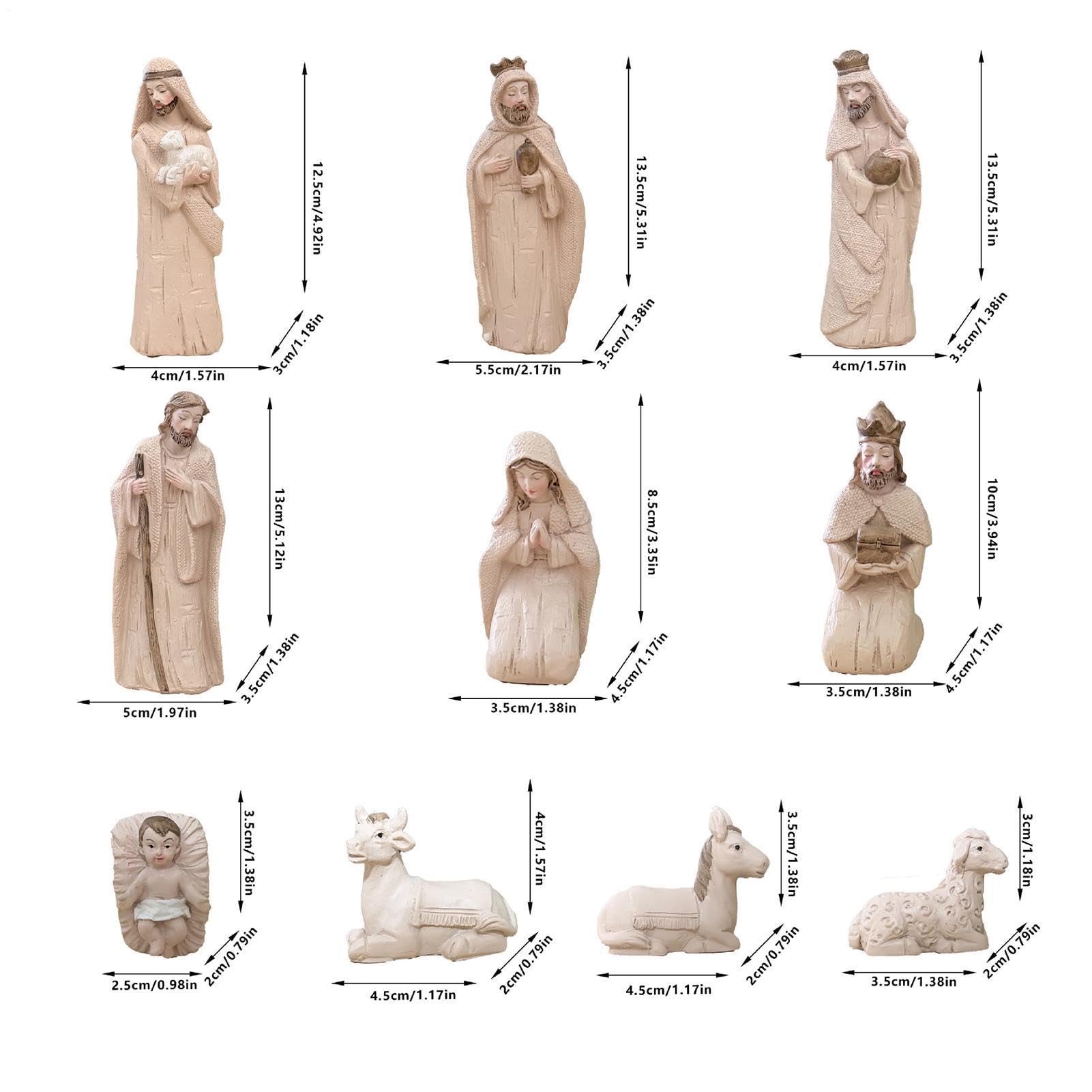 Set presepe in resina, stile vintage, effetto finto legno, Natale