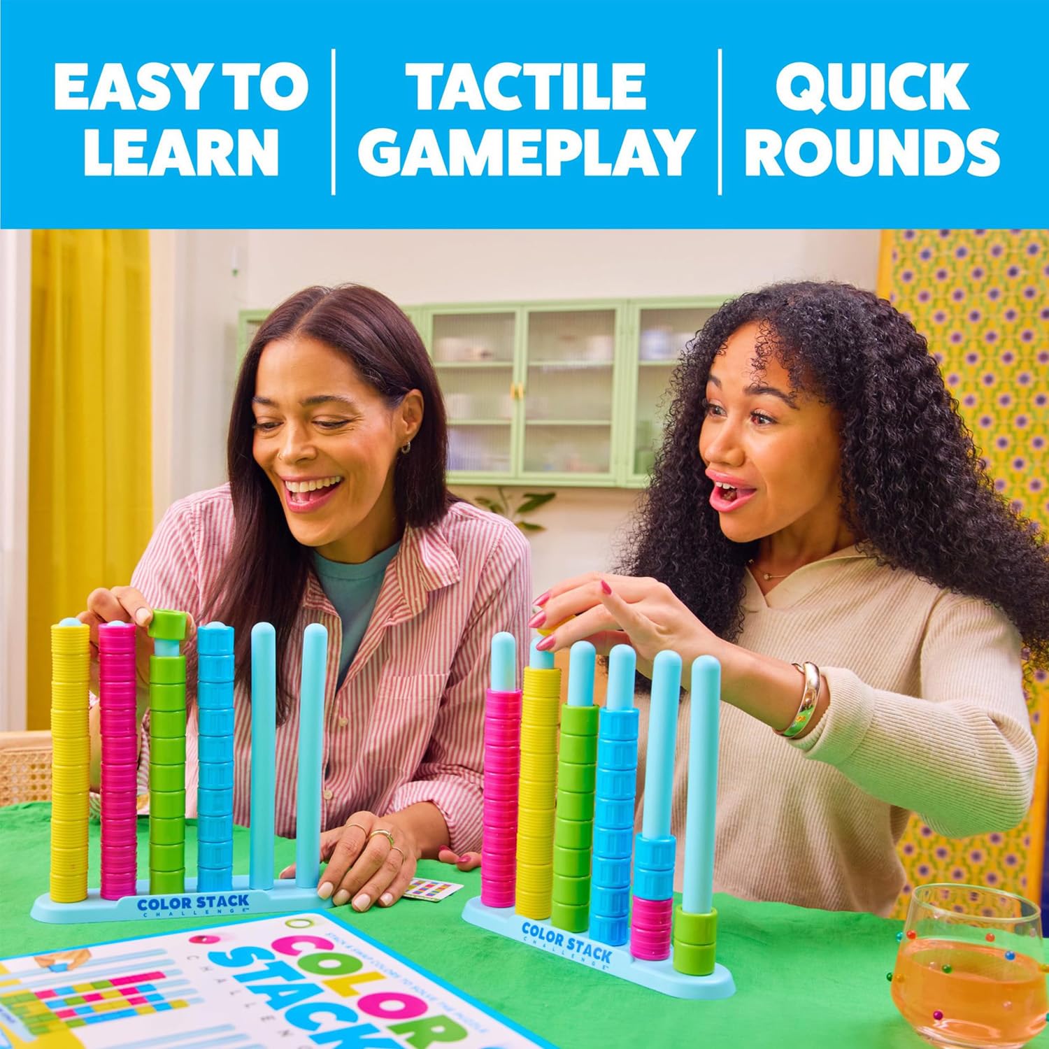 Wooden Color Match Challenge Game, Color Stack Challenge Game,Stacking Game for Family & Adults - Logical Thinking Puzzle with 60+ Challenges Speed & Strategy Game for Game Night - 3