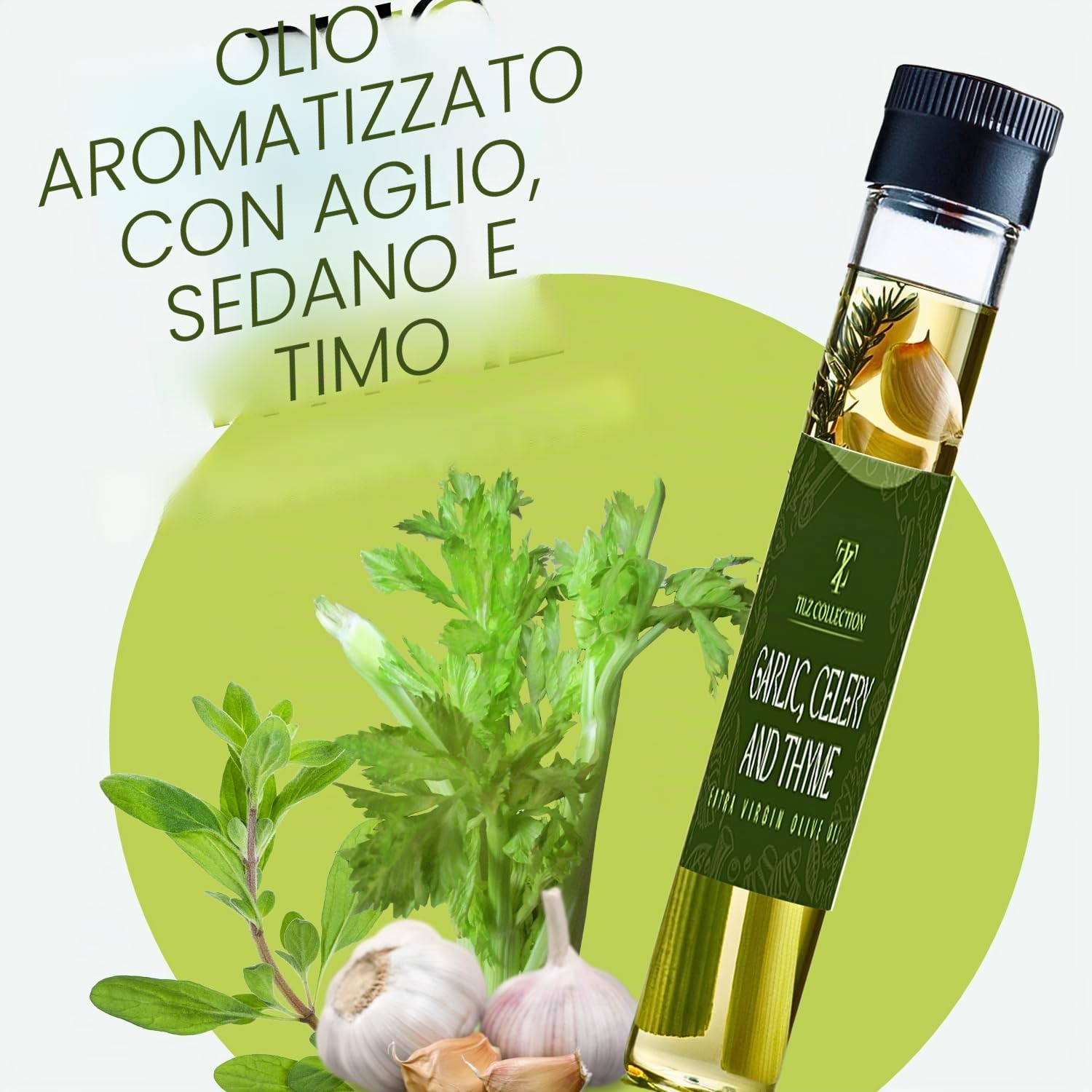 Tilz - Set regalo con olio d'oliva infuso - 6 x 40 ml aromatizzato, olio da cucina/olio per immersione pane, olio di basilico, olio di aglio, olio di peperoncino, olio di limone, rosmarino, origano,