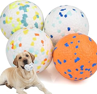 Ousiya 3" Dog Balls Toys Dog Balls for Aggressive Chewers Dog Chew Toys Indestructible Durable Teething Toys Water Toy Fetch Balls for Large Medium Small Dog (4 Balls)