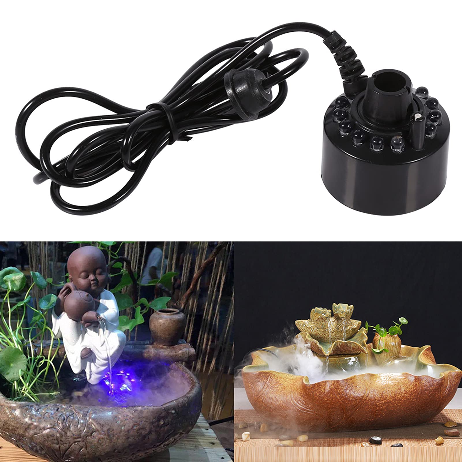 Mini Nebulizzatore per Laghetto da Interno 24V LED Mist Maker per l'abbellimento di Rock Pot