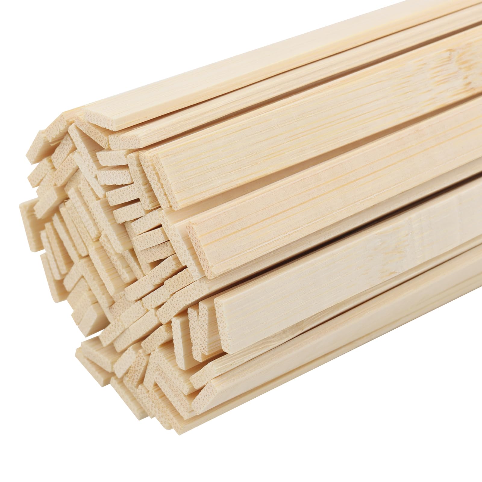 Bamboestokken om te knutselen, 50 stuks, natuurlijke vierkante houten stokjes voor knutselen, extra lange houten strips, deuvelstangen, bamboestokken voor doe-het-zelf knutselprojecten, 5 x 5 x 300 mm