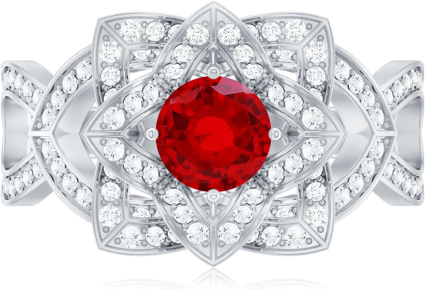 Certified 1.1 Carat Lab Grown Ruby Vintage Engagement Ring, Aaaa Quality, Ruby Floral Ring - Gift For Special Occasions