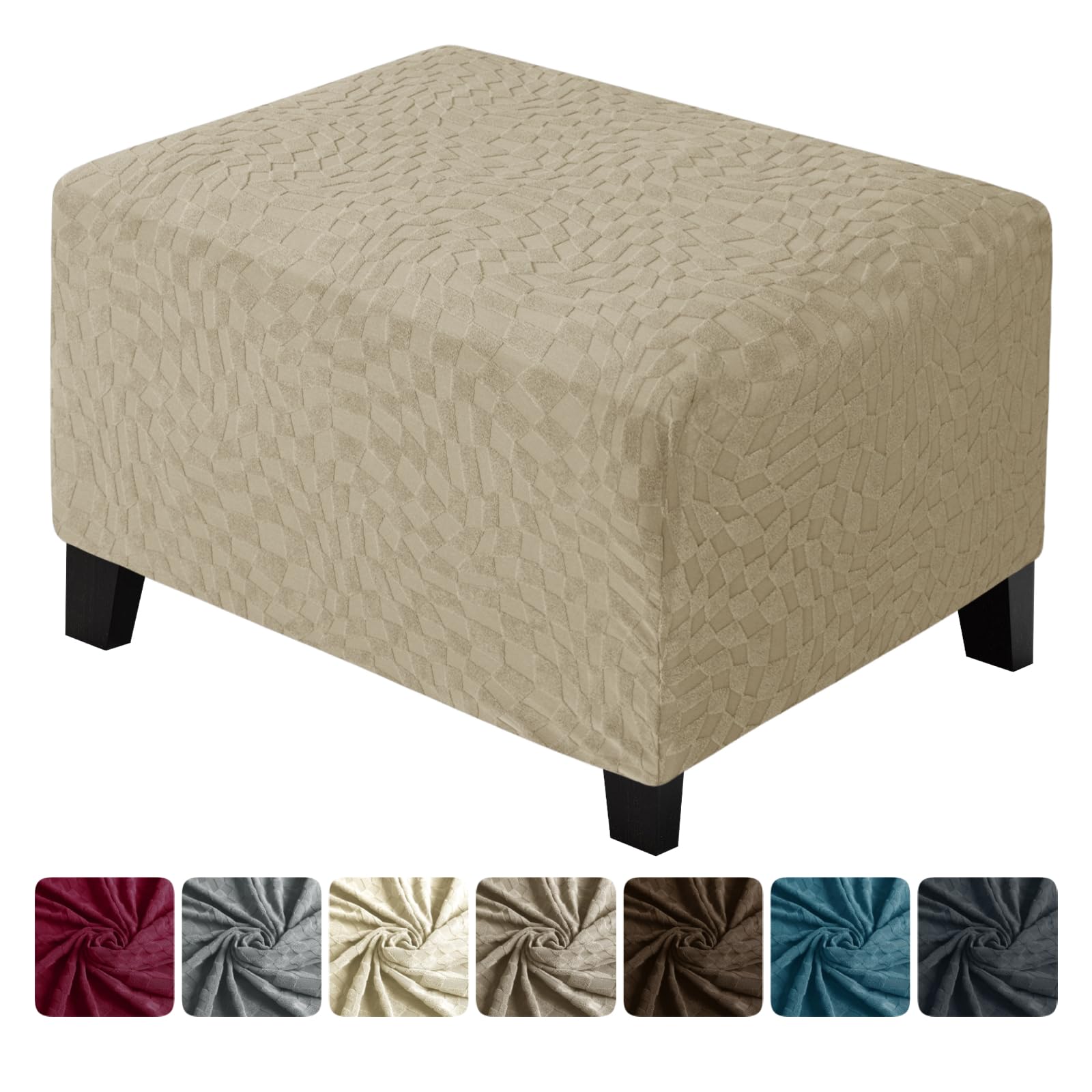 Housse Imperméable Pour Pouf Rectangulaire - Tissu Suède Extensible, Taille Petit Ou Grand - 5