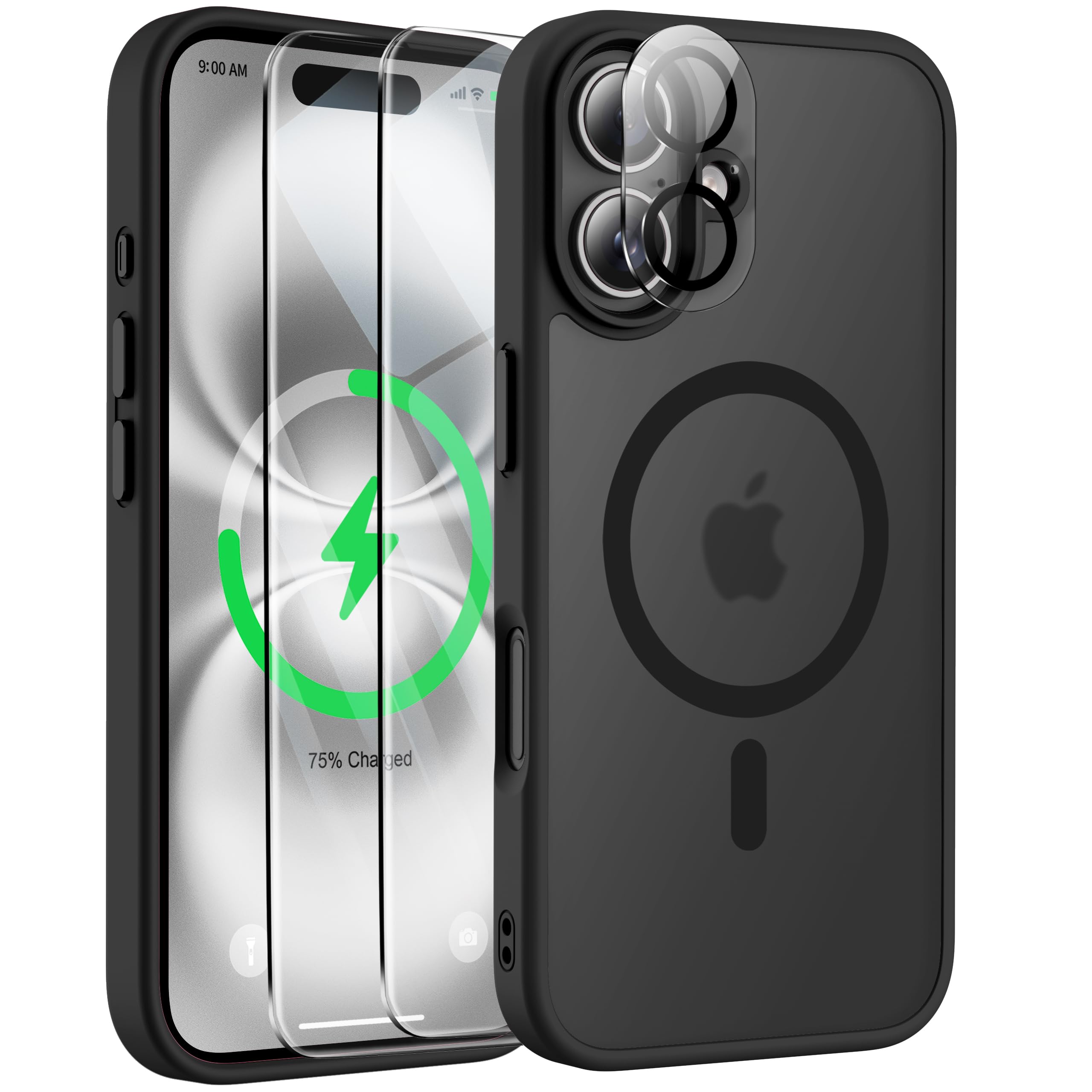 ORETECH Hülle für iPhone 17/17 Pro Max/16 Plus/15 Pro/14/13/12/11/XR/X/SE mit 2 Schutzfolie