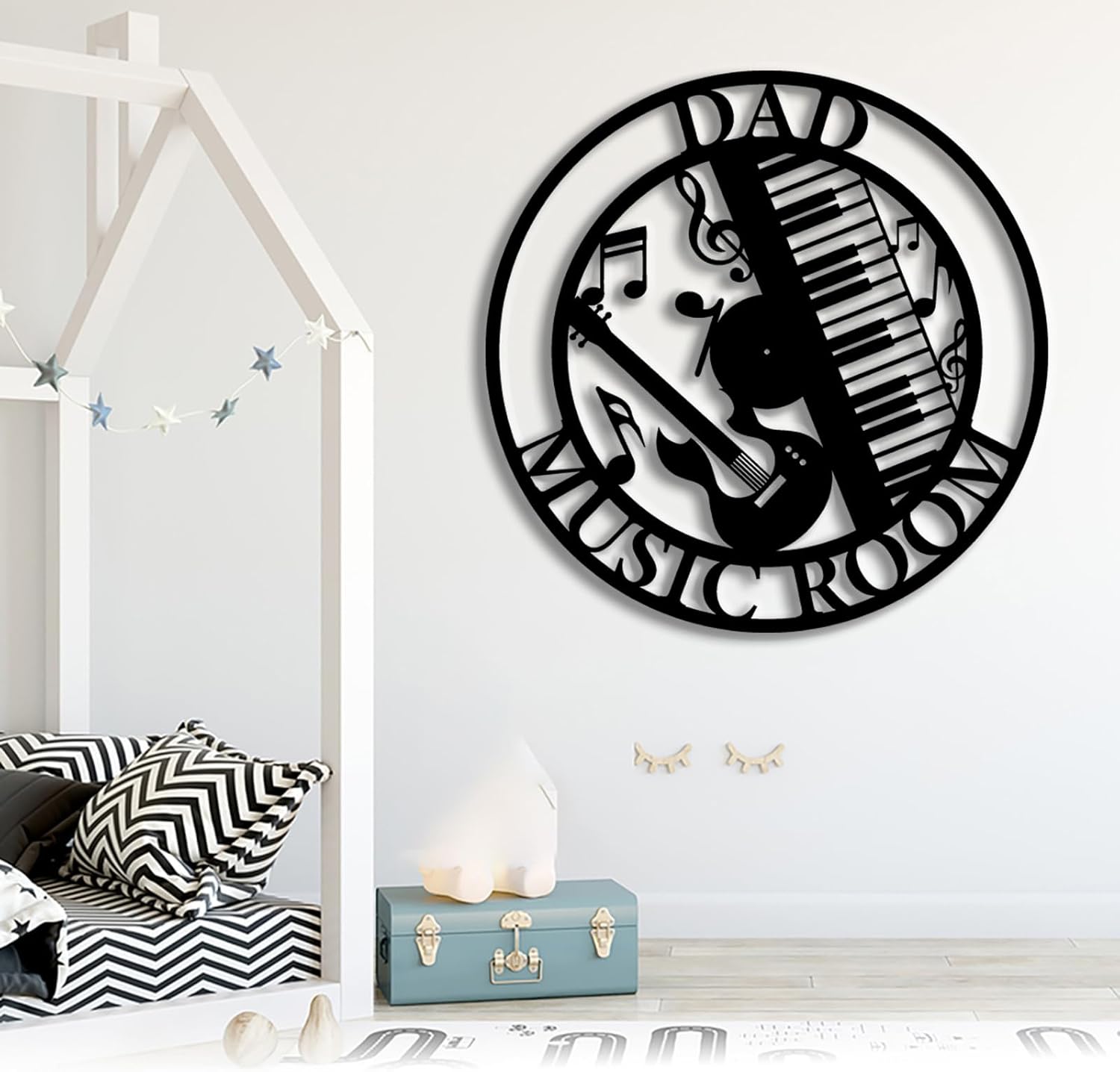 Custom Music Room Metal Wall Sign, Personalized Music Studio Metal Wall Art, Personalized Music Decor, Musical Sign, Musician Gift, Guitar Drums Keyboard Logo, Birthday Gift, 8-24 Inches