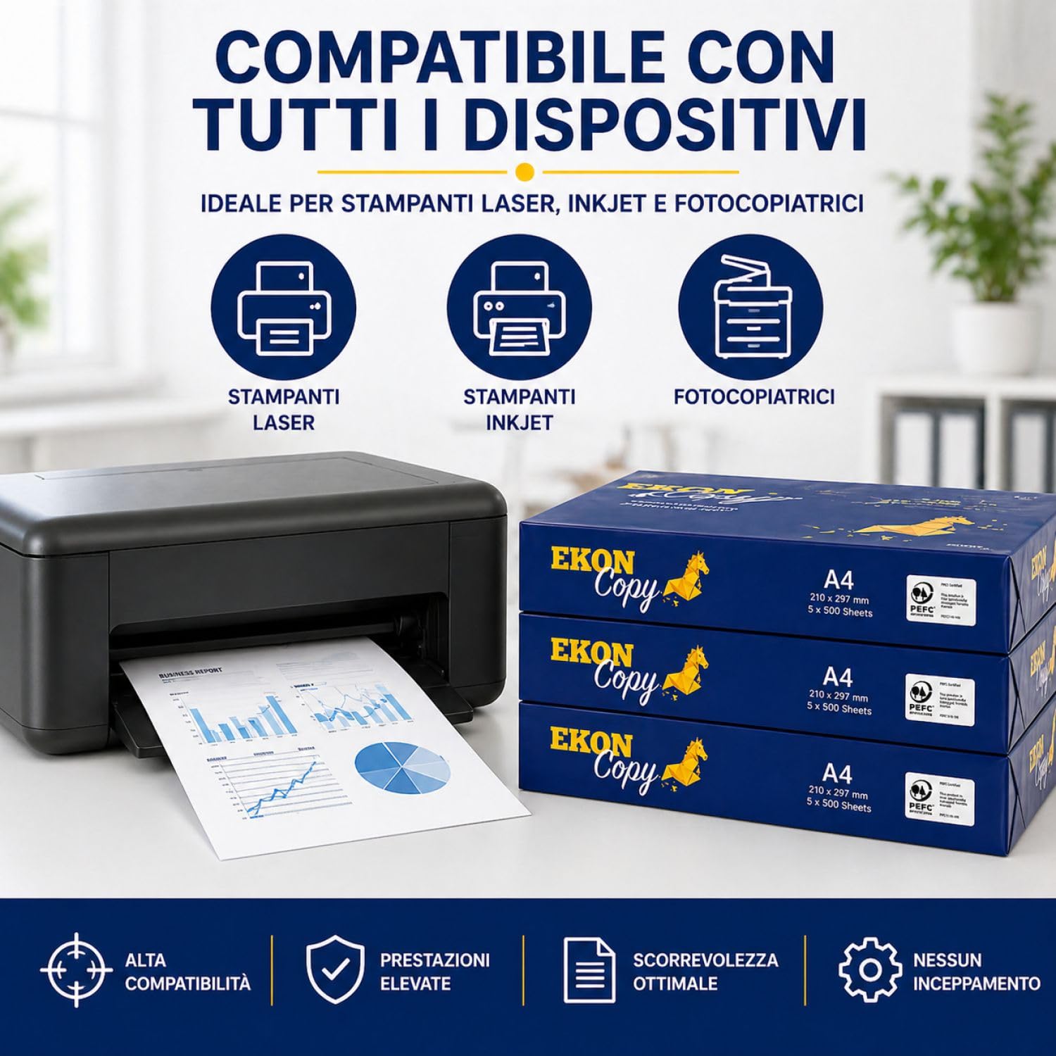 Risma Carta A4 5 pacchi 2500 fogli