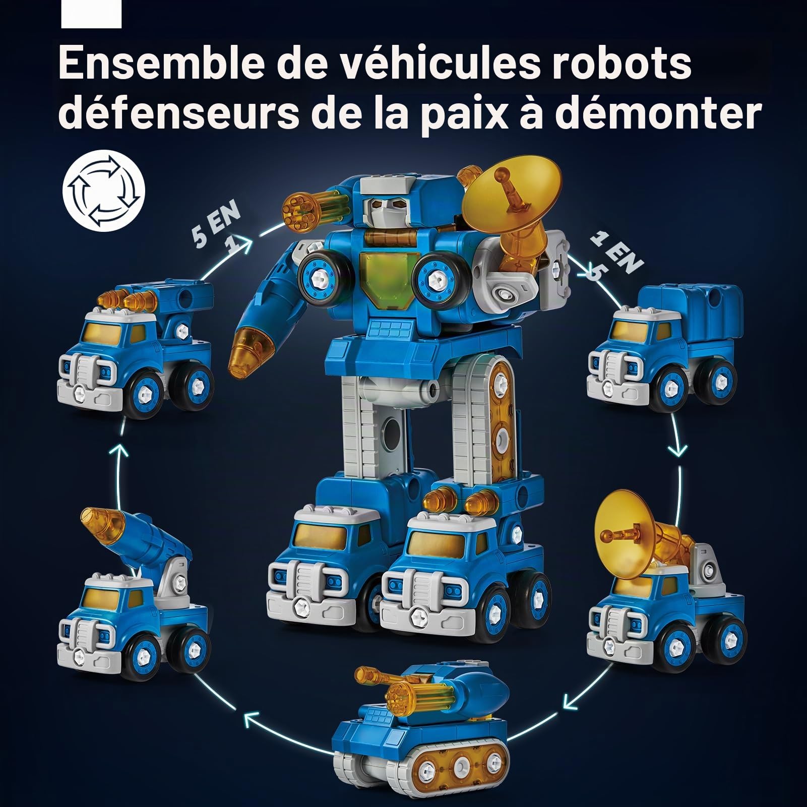 hahaland Jouets Enfant 5-8 Ans, 5 en 1 STEM Kit de Véhicules de Chantier
