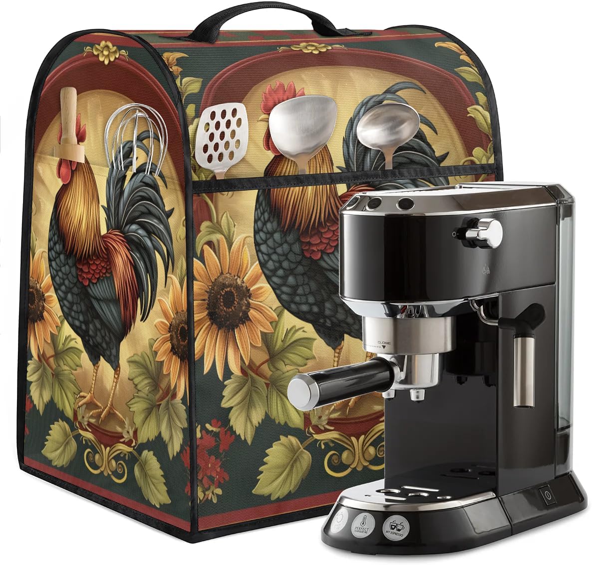 Kitchen Aid Mixer Cover Vintage Rooster Sunflower Stand Mixer Cover Compatible With 5-8 Quart Tilt Head Coffee Maker Dust Covers Durable Foldable Washable Kitchen Aid Mixer Accessories