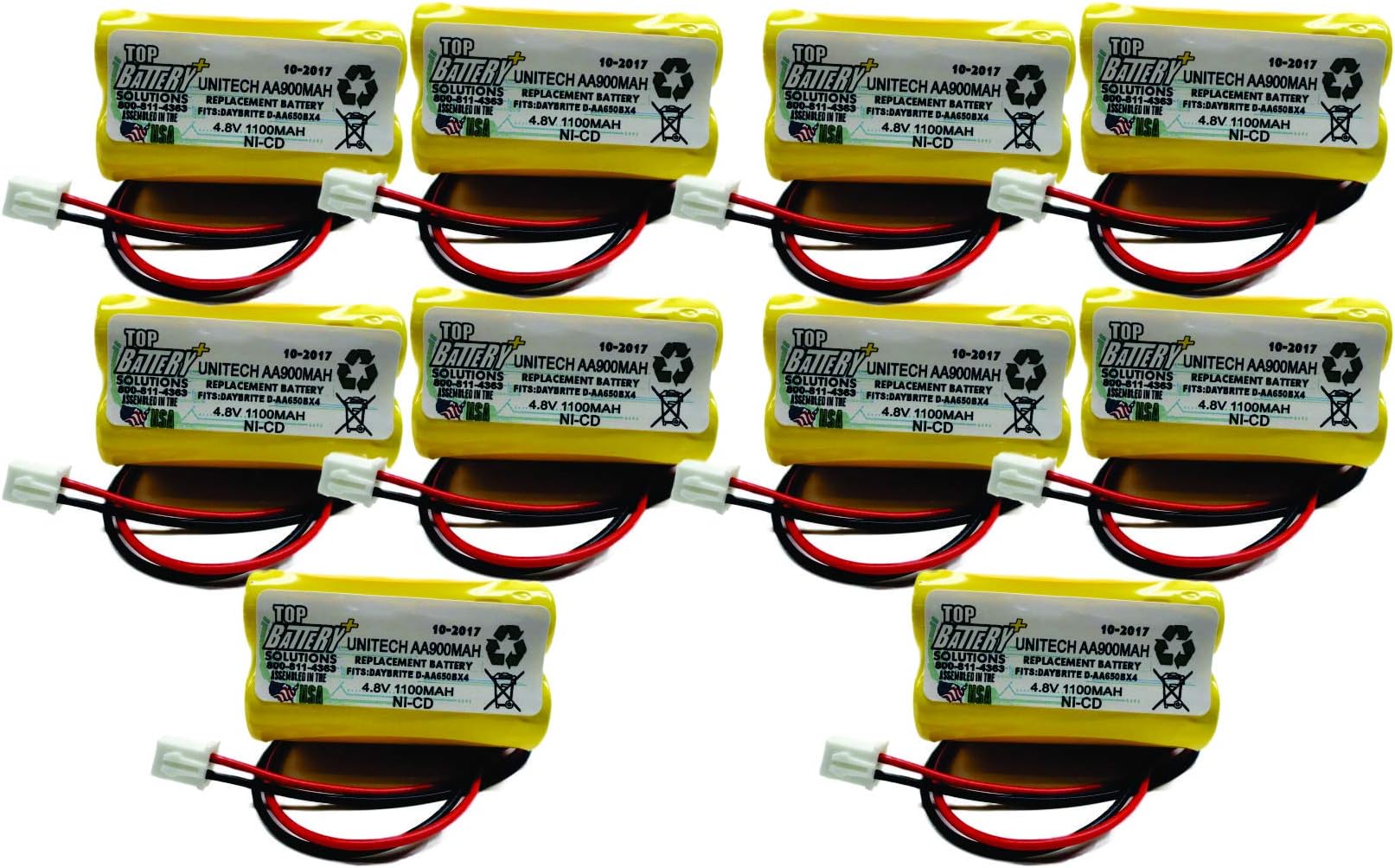 10pc Unitech Ni-CD AA900mAh 4.8V Replacement Battery