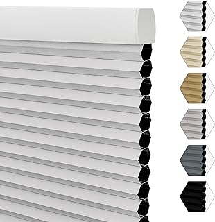 Persianas celulares opacas térmicas sin cordón, con diseño de panal de abeja, para oscurecer la habitación, protección UV, seguras para niños, fácil instalación, color blanco, 125 cm de ancho x 165 cm