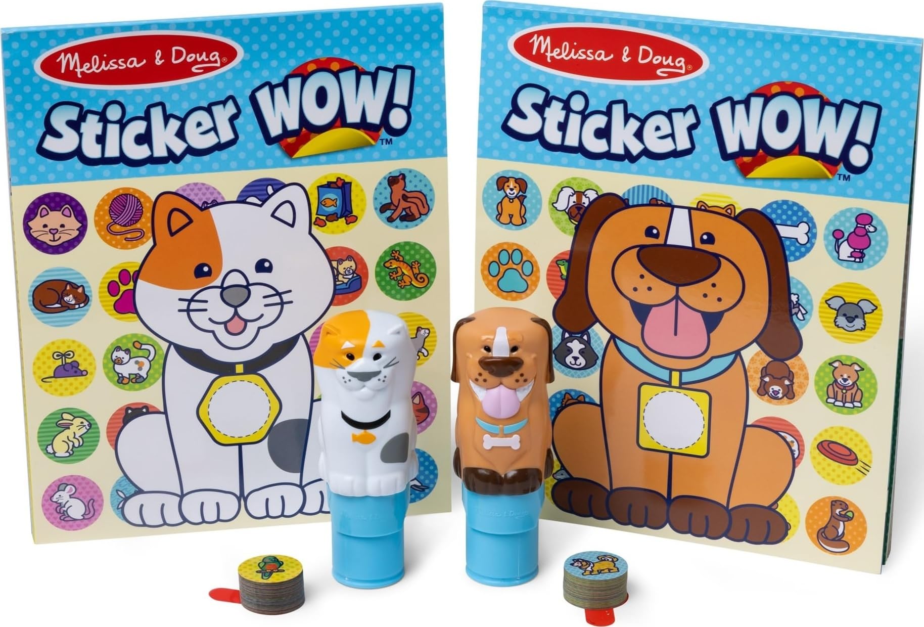 Melissa & Doug Sticker Wow Pets (Dog and Cat) Value Pack Arts and Crafts Collectibles – 2 Activity Pads, 2 Stampers, 2 Bonus Sticker-Stacks - FSC Certified