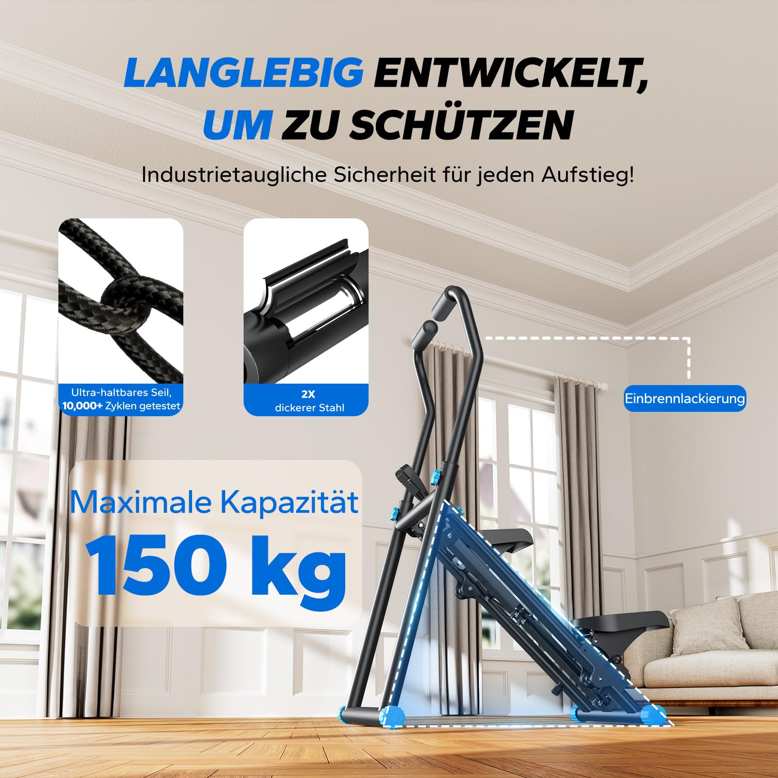 MERACH Stair Stepper Pro 2026, Stairmaster per la casa con 3 livelli di resistenza regolabili, pieghevole, cardio, verticale, con manubrio regolabile, per casa, ufficio, fitness