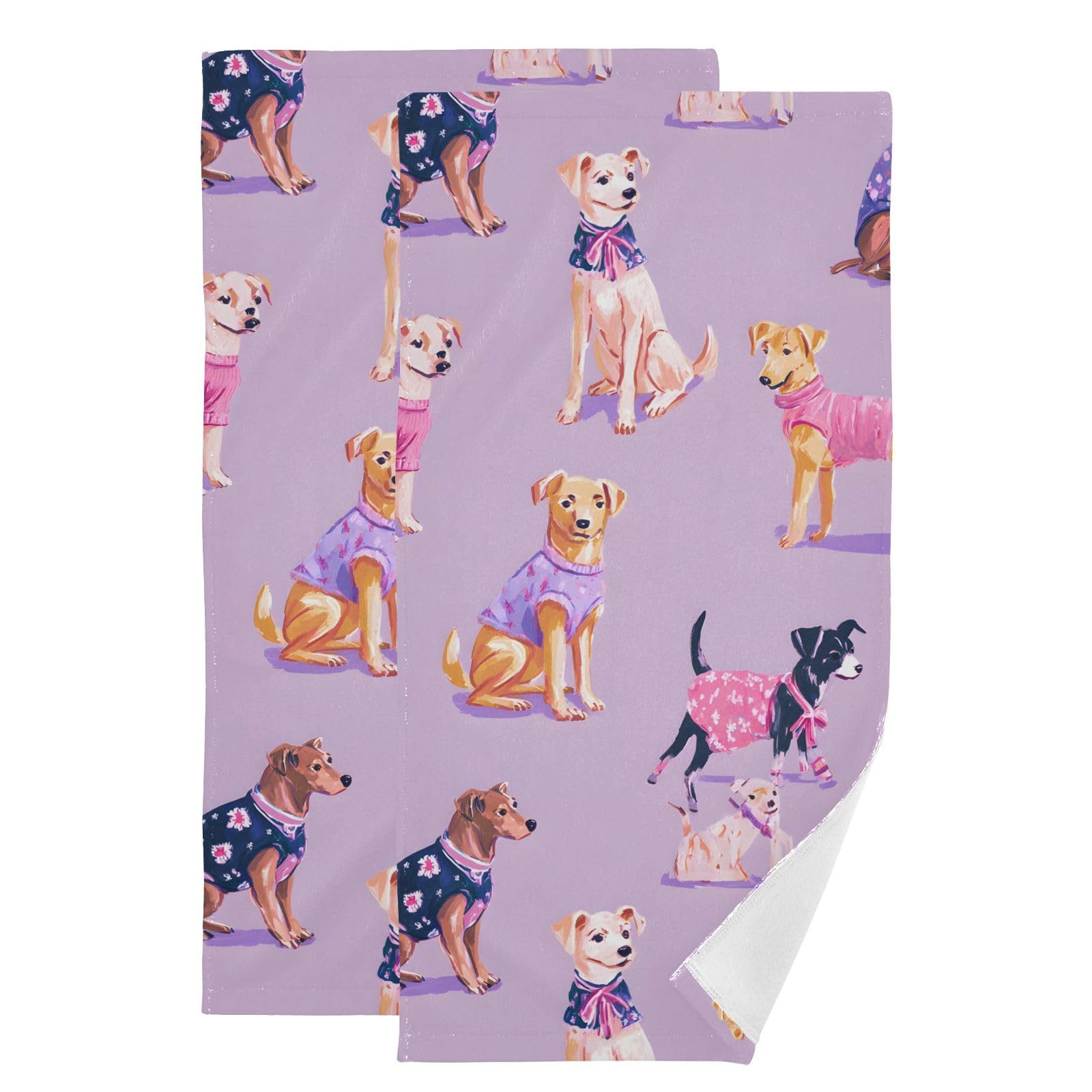 Toallas de mano absorbentes y de secado rápido Pied Puppy, pack de 2 de algodón suave
