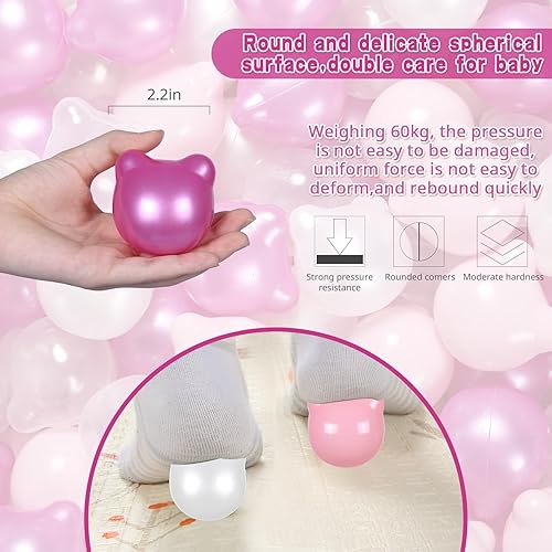 Miniatura 2 de STARBOLO Paquete de 100 pelotas para hogueras, sin BPA y ftalatos, no tóxicas, a prueba de aplastamiento, bolas de plástico suave para niños de 1,